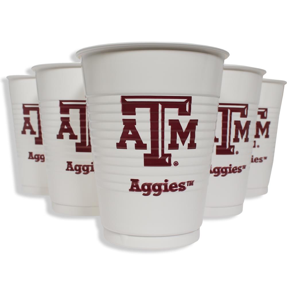 Texas A M Aggie Disposable Plastic 14oz Cups 8ct Maroon White Aggieland Outfitters