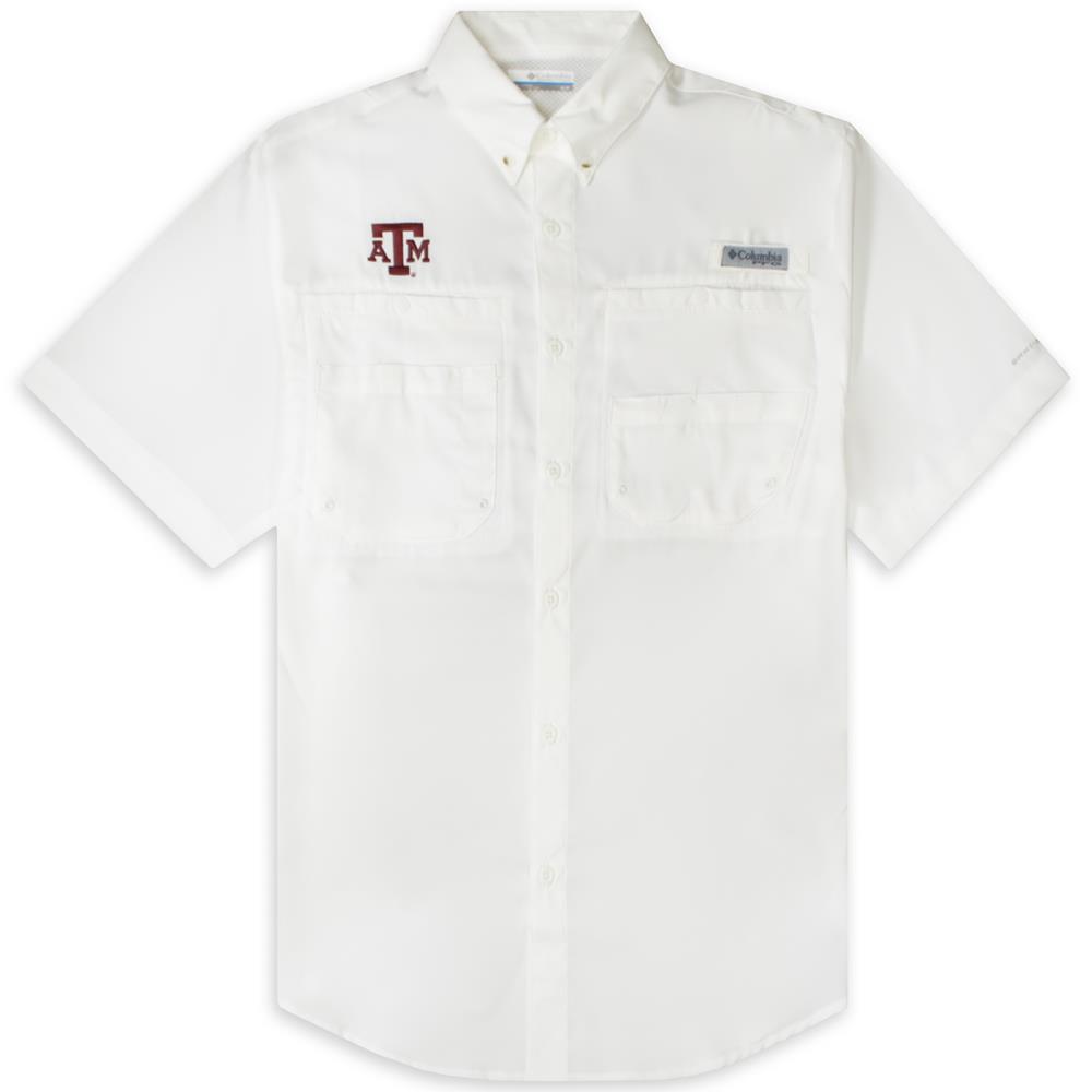 Texas A M Columbia Tamiami Short Sleeve White Fishing Shirt White Aggieland Outfitters