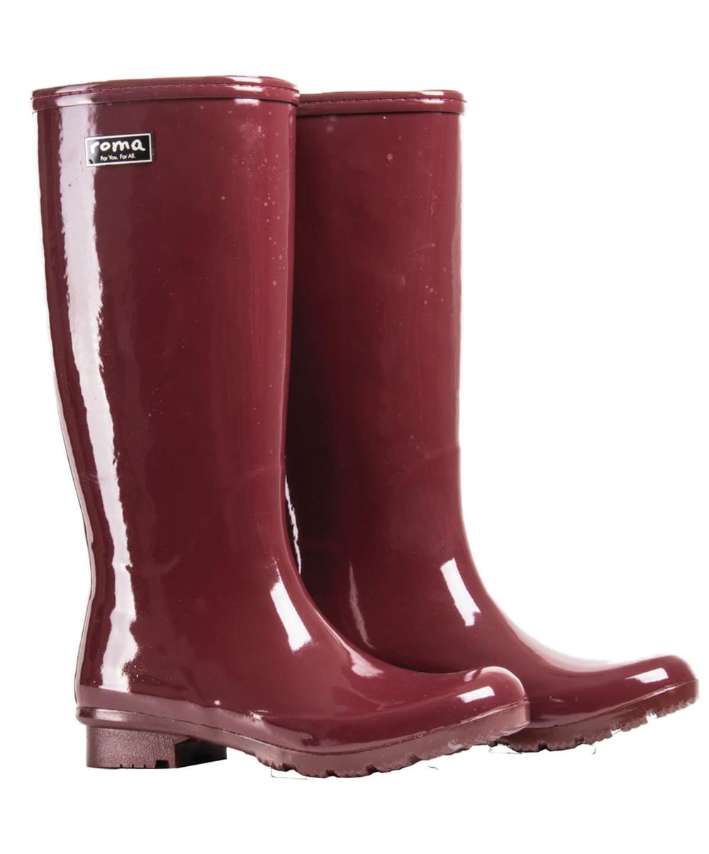 maroon rain boots