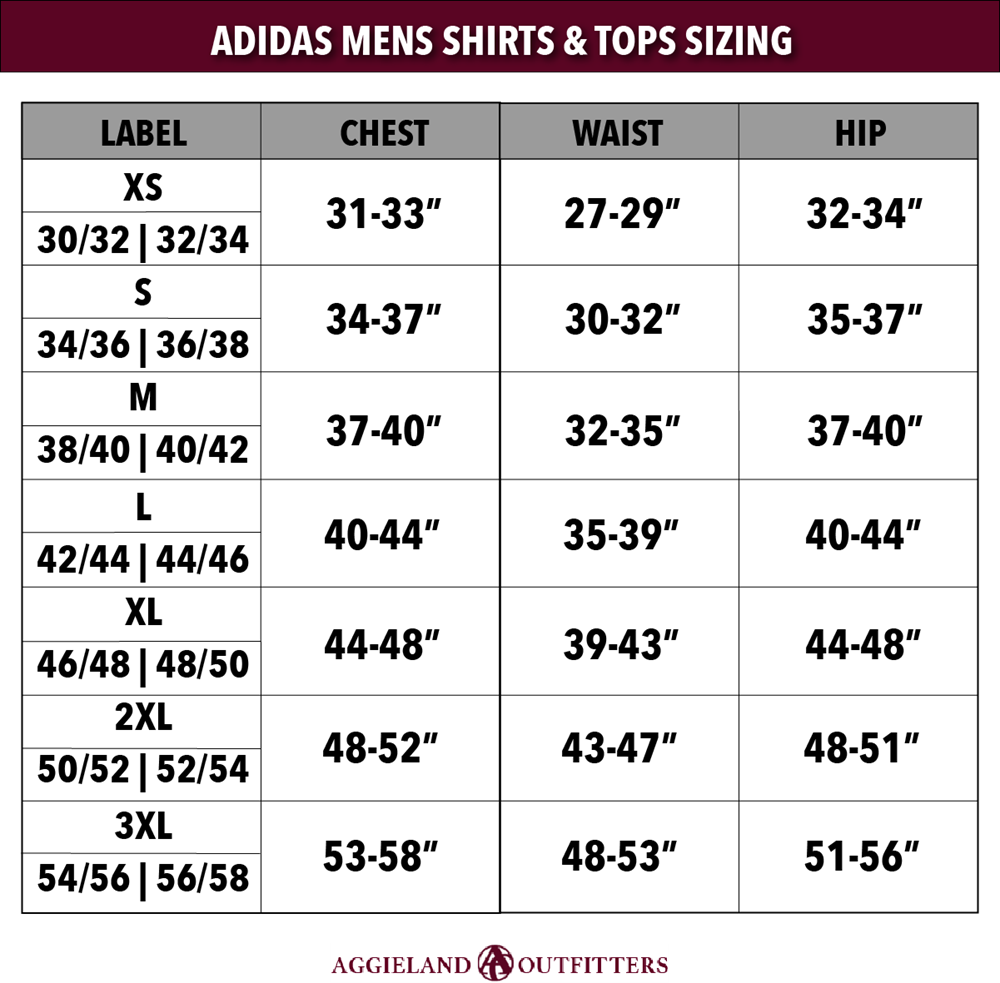 size chart hoodie adidas
