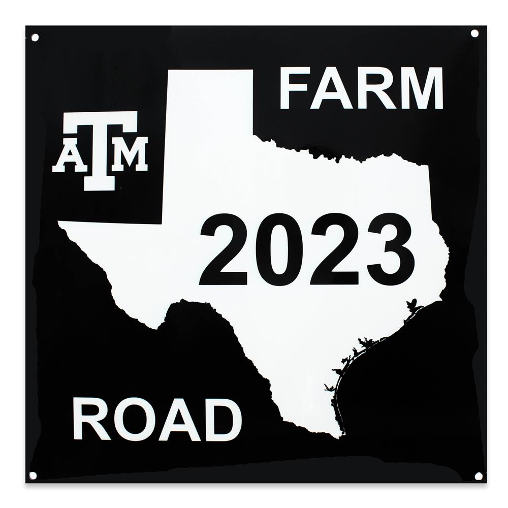 Texas A M 2023 Farm Road Sign Black White Aggieland Outfitters