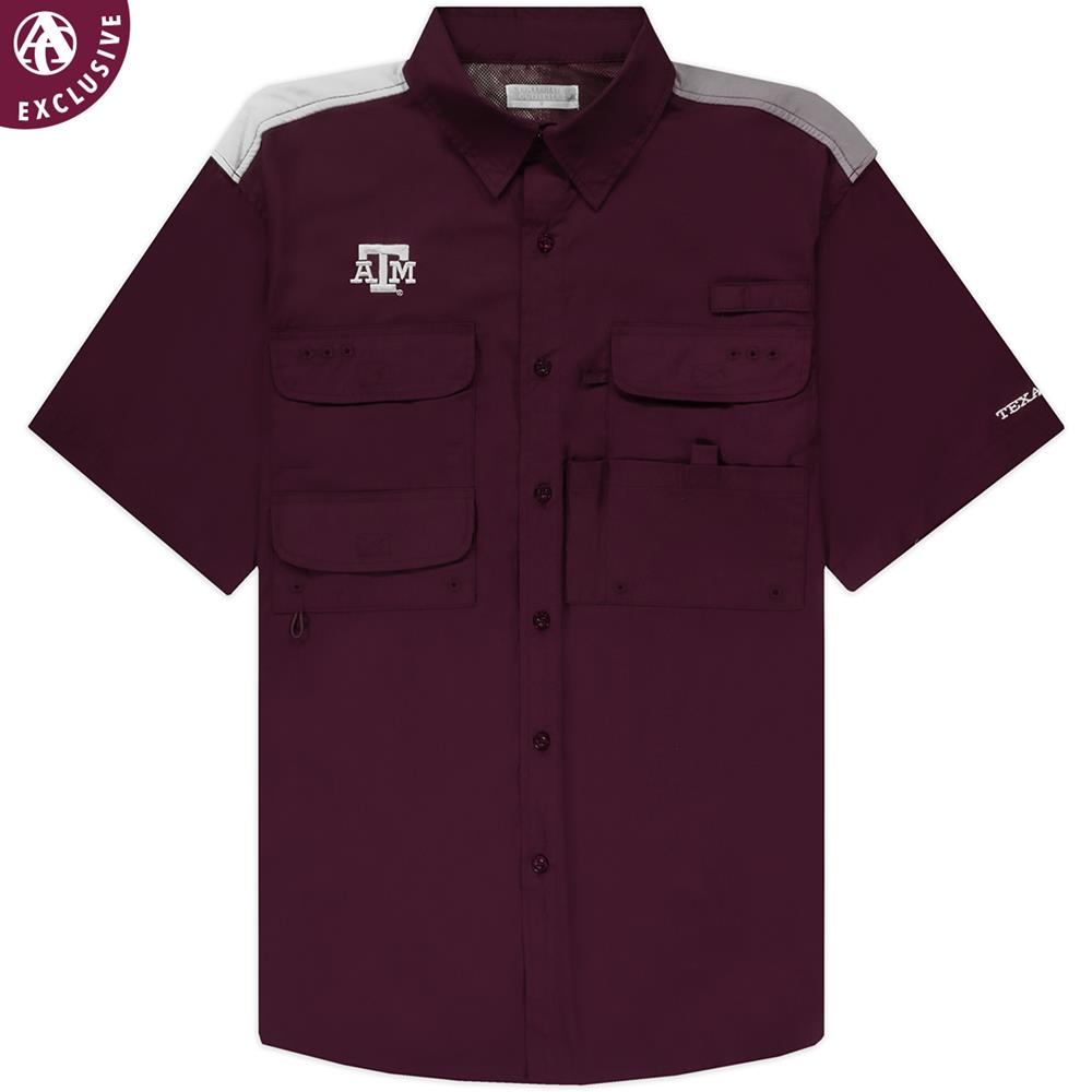 Texas A M Men S Flag Fishing Button Down Shirt Maroon Aggieland Outfitters