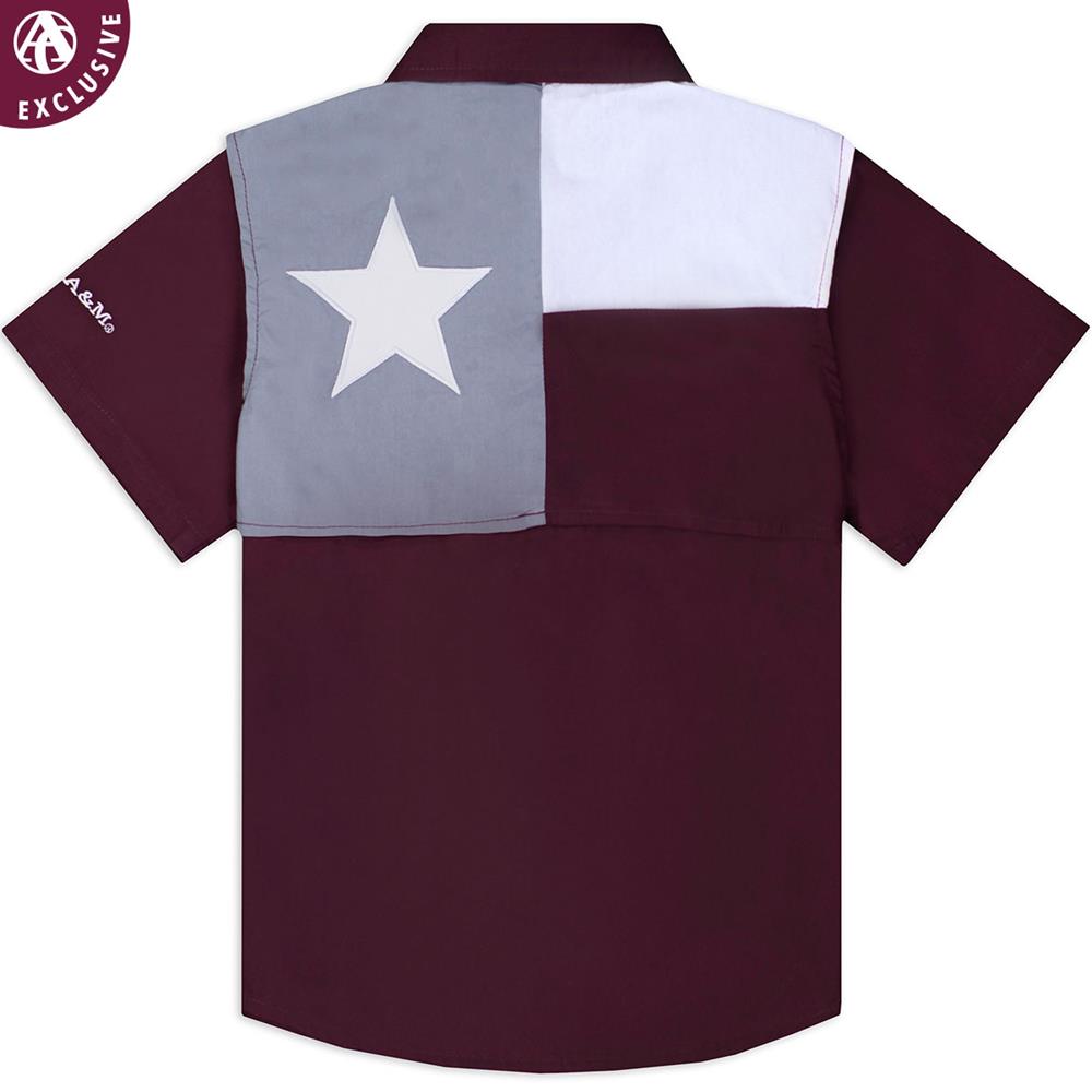 Texas A M Aggie Youth Flag Fishing Shirt Maroon Aggieland Outfitters