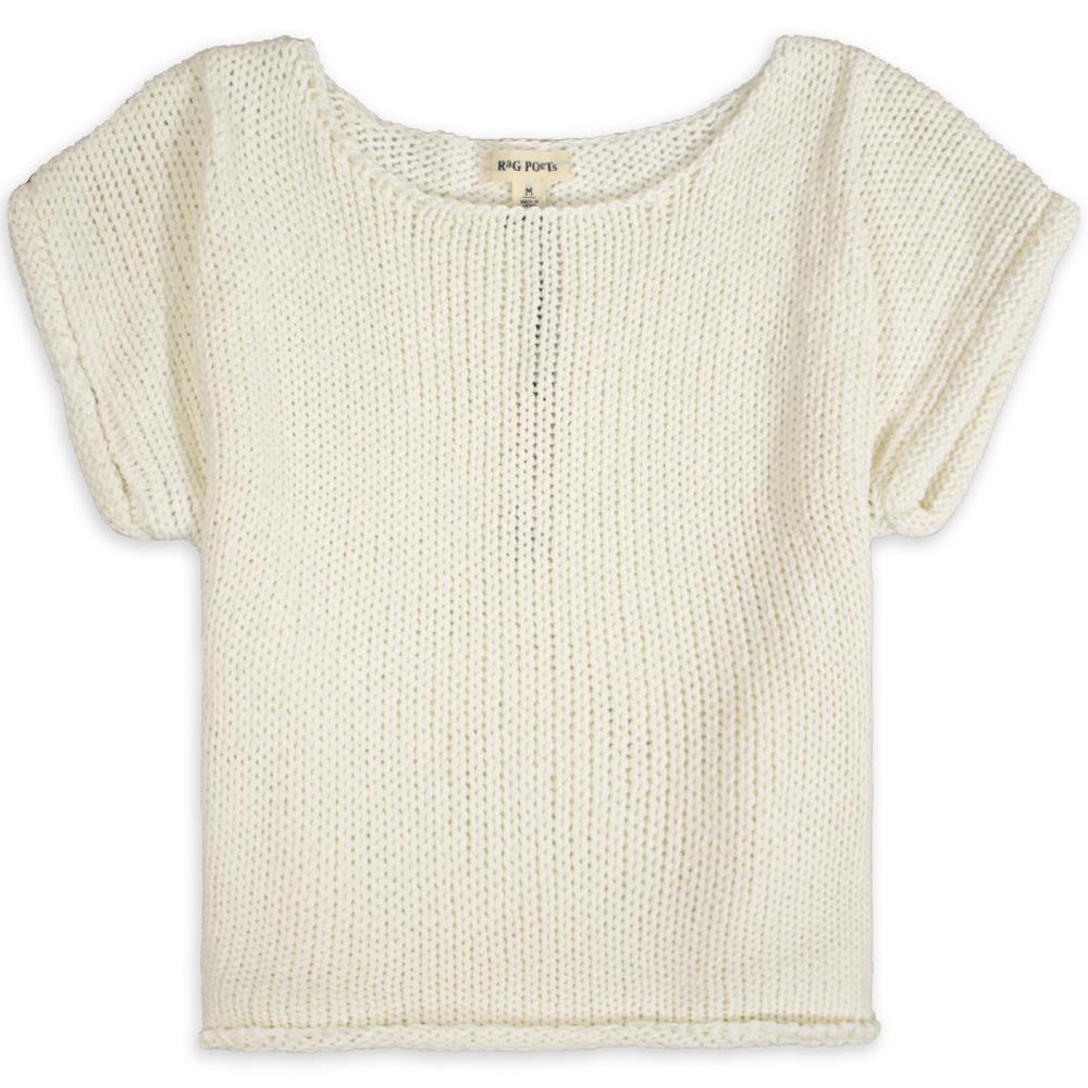 white short sleeve sweater