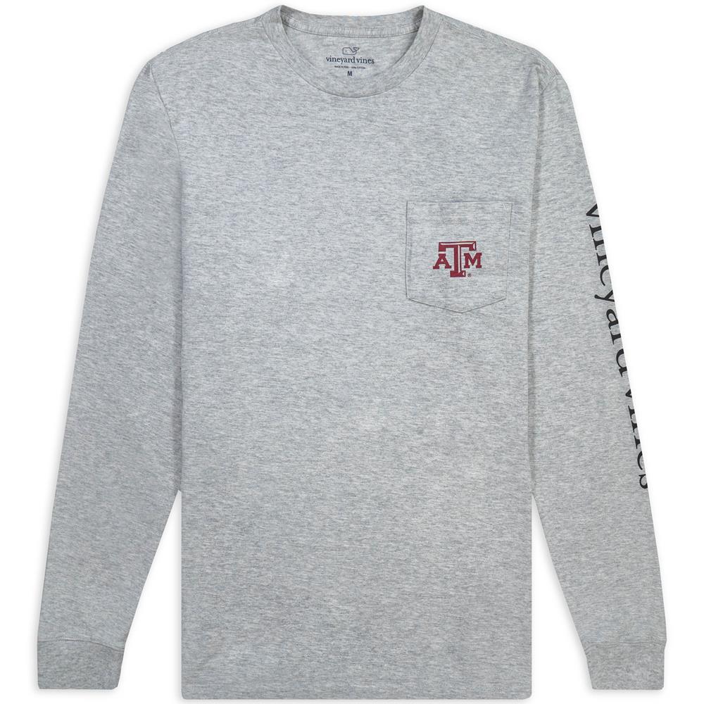 Texas A M Vineyard Vines New Whale Logo Long Sleeve Tee Grey Aggieland Outfitters