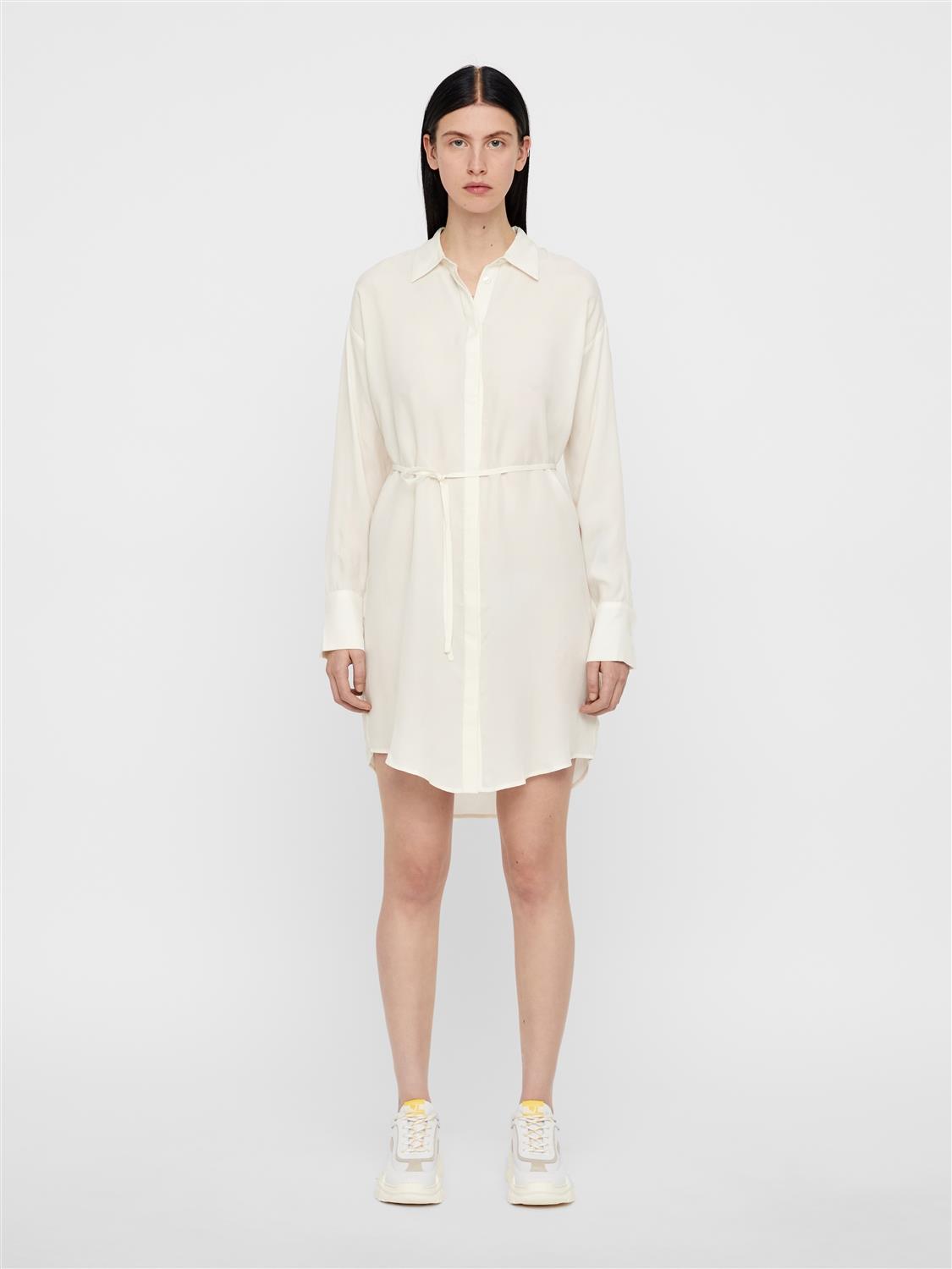 white sheer shirt dress