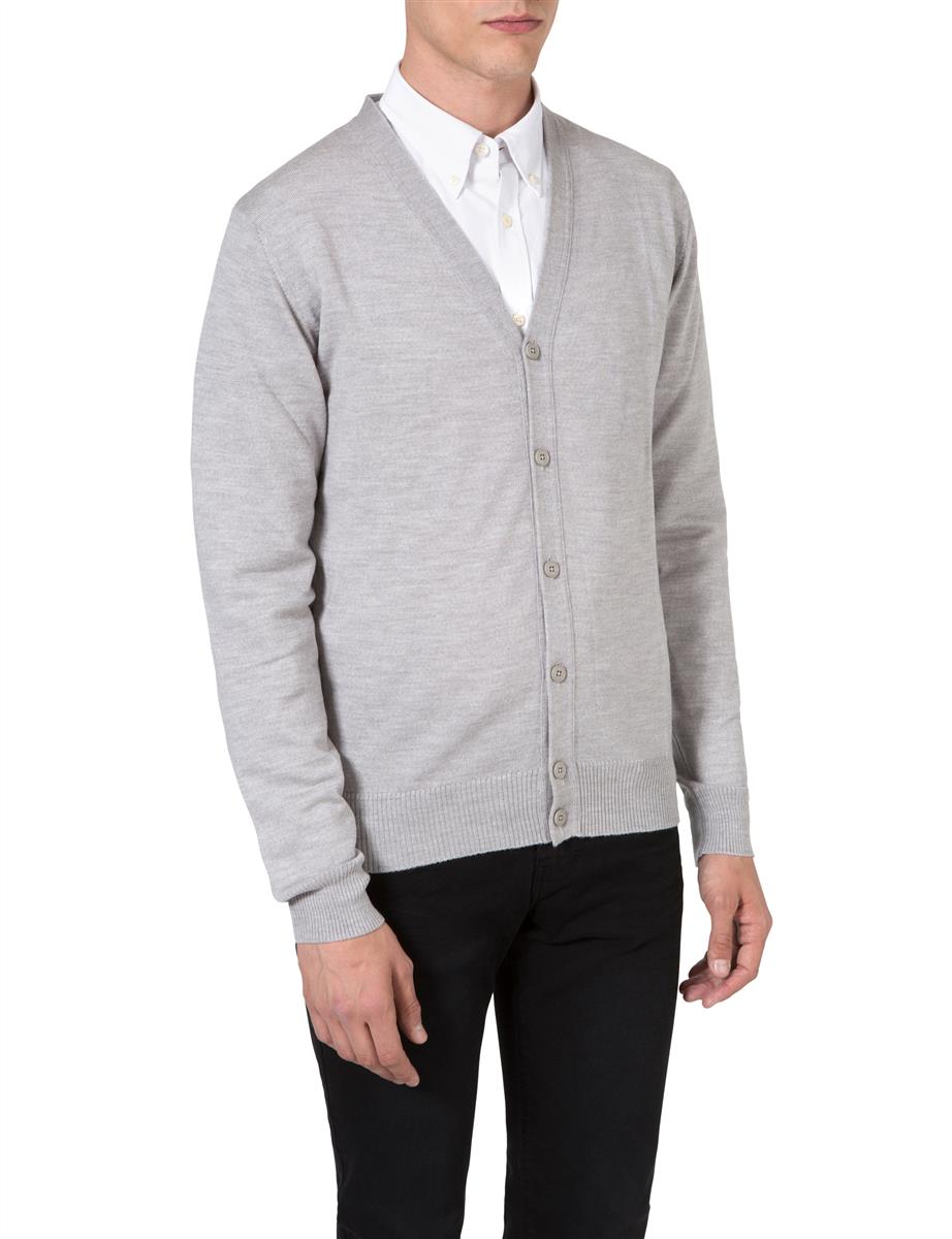 M Bridge Cardigan Fine Merino Lt Grey Melange J Lindeberg