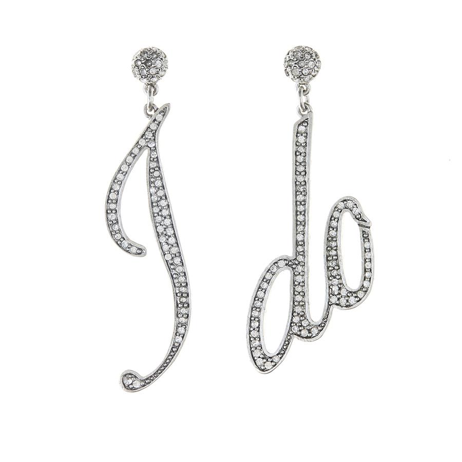 I Do Oversized Earrings Crystal Silver Oscar De La Renta