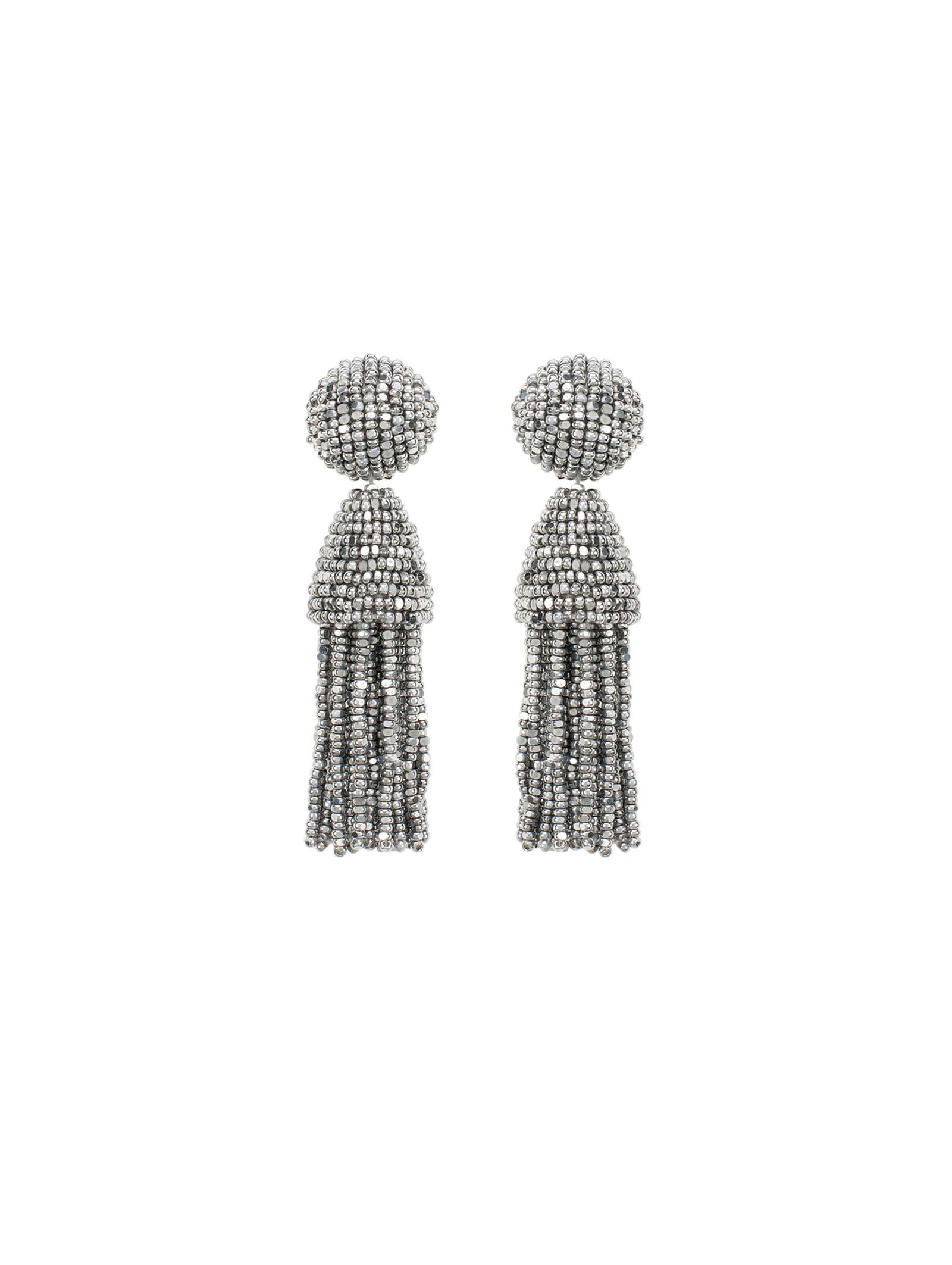 Silver Classic Short Tassel Earrings Silver Oscar De La Renta