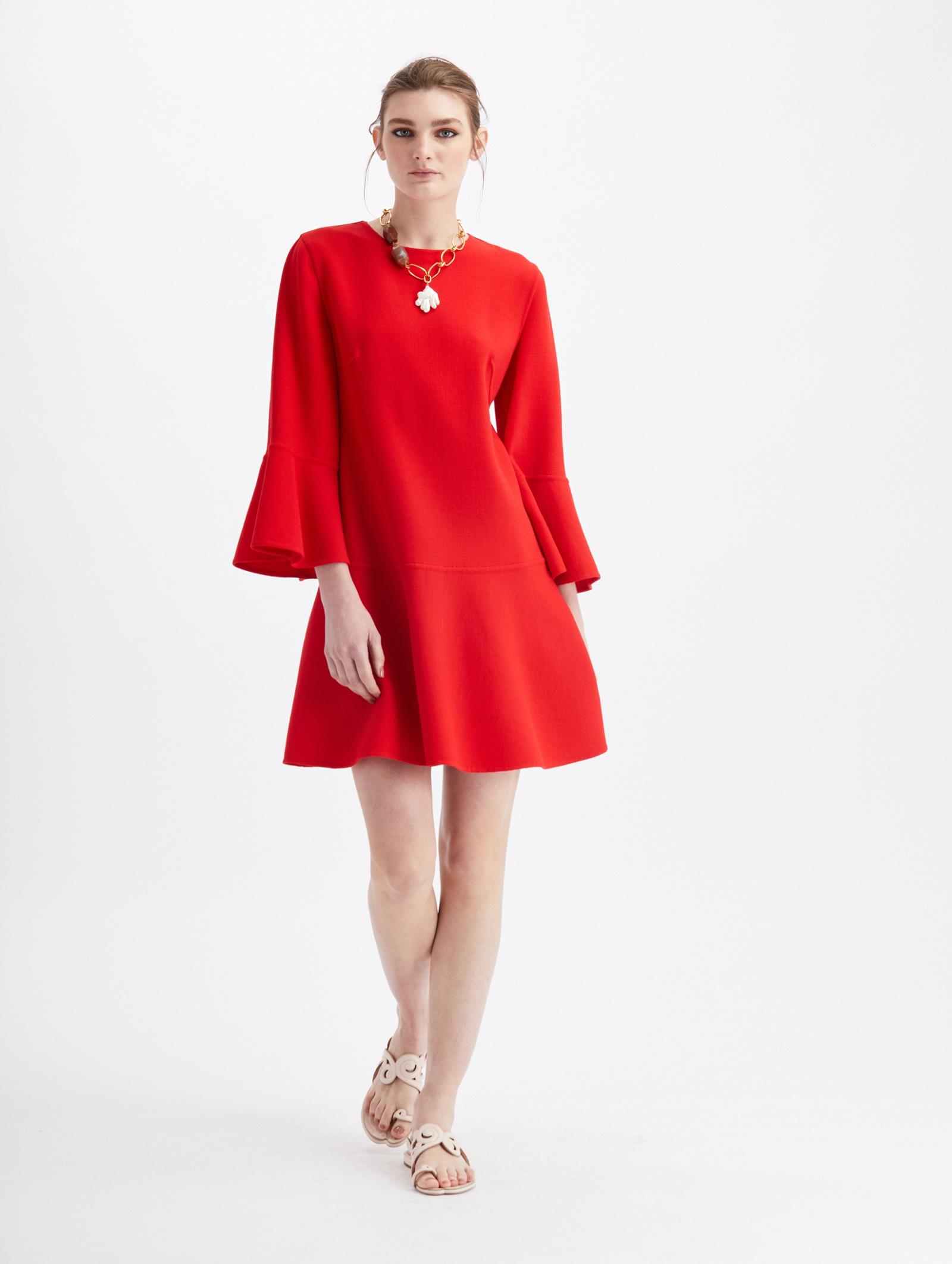 long sleeve drop waist dress