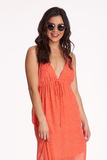 X Back Woven Maxi Dress Coral Discovery Clothing