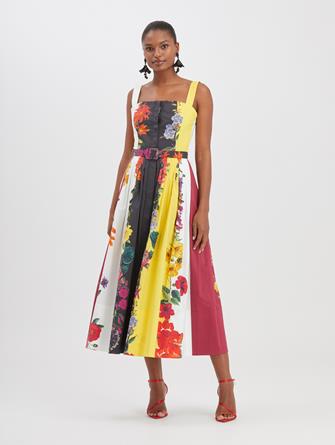 Floral Stripe Poplin Dress