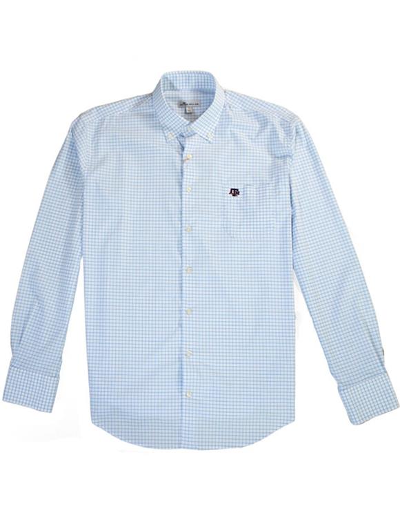 Peter Millar Texas A M Tattersall Button Cottage Blue Aggieland