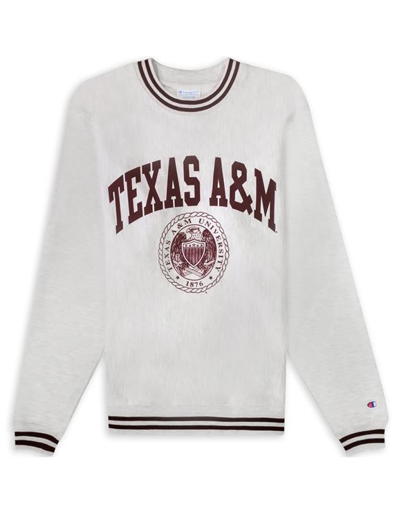 Texas A M Champion Reverse Weave Striped Rib Crew 578 Maroon
