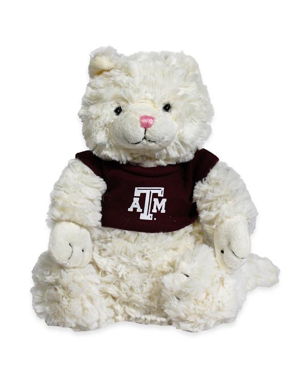 Texas A M Fuzzy Bunch Cat Stuffed Animal White Aggieland Outfitters