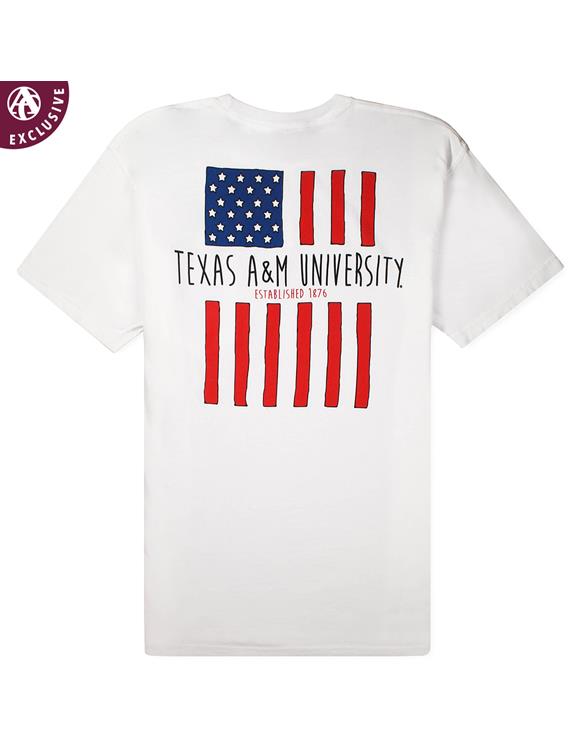 Texas A M American Flag T Shirt 6030cc White Aggieland Outfitters