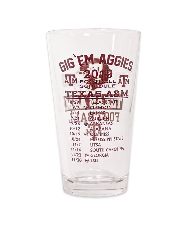 2019 Texas A M Football Schedule Glass Clear Maroon Aggieland
