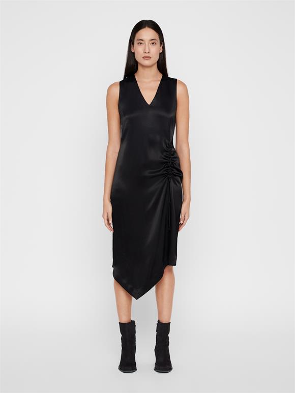 Tara Satin Asymmetrical Dress Black J Lindeberg