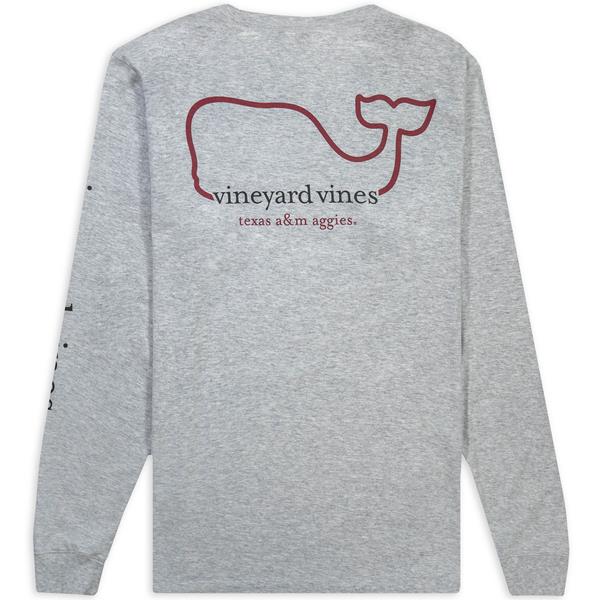 Texas A M Vineyard Vines New Whale Logo Long Sleeve Tee Grey Aggieland Outfitters