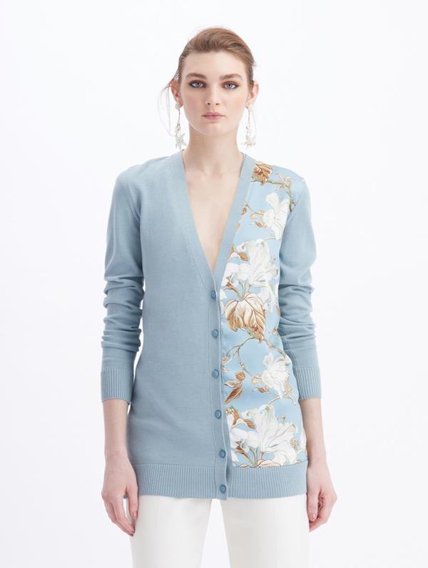 Image of Floral V-Neck Knit Cardigan