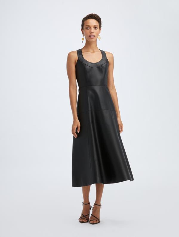 Image of Leather Sleeveless Maxi Dress