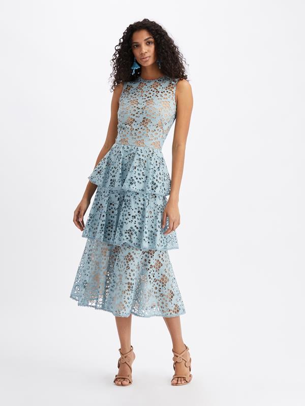 Image of Eyelet Tiered Midi Dress