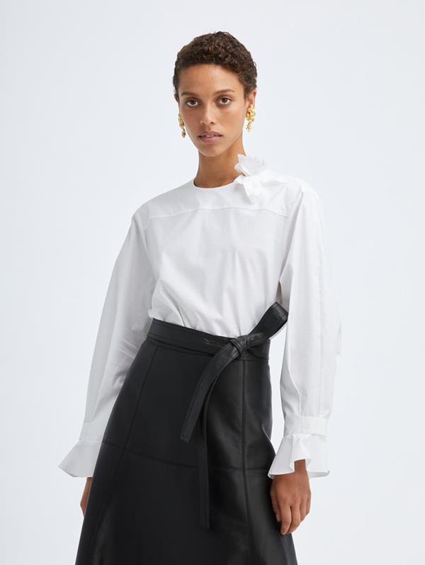 Image of Cotton Poplin Floral Embroidered Blouse