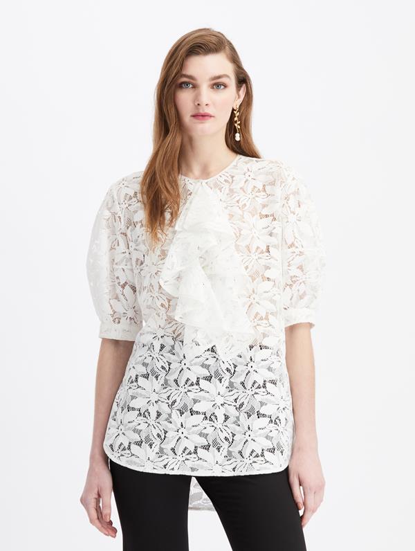Image of Lace Ruffle Trim Blouse