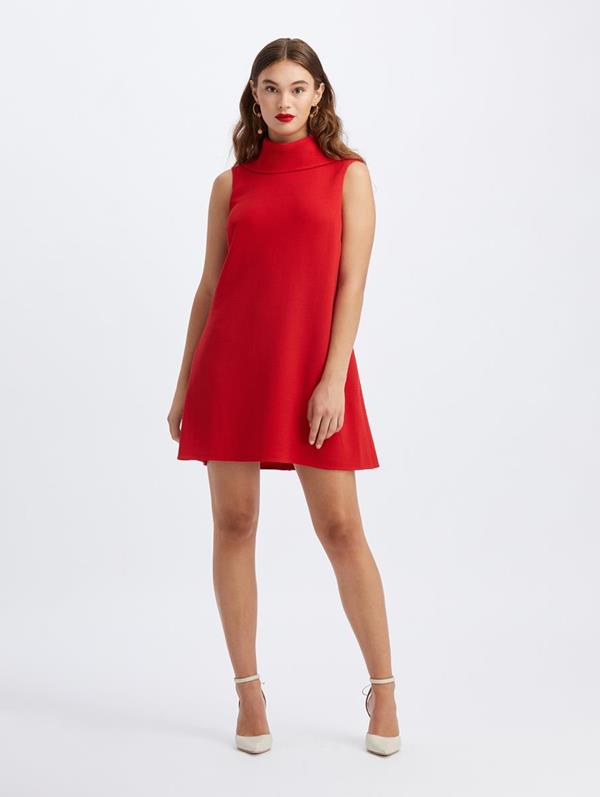 Image of Sleeveless Mock Neck Dress With Scarf