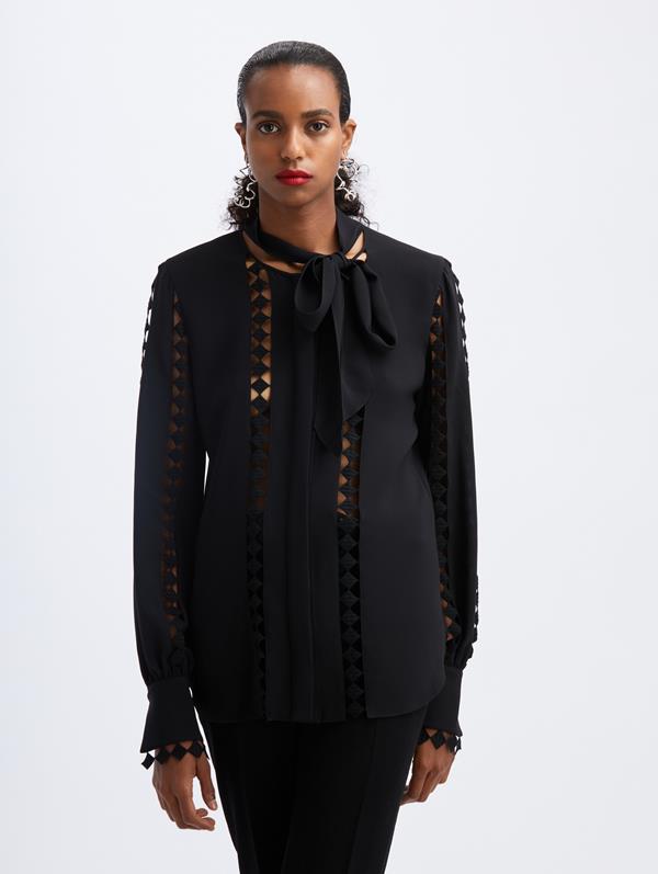 Image of Cut-Out Embroidered Blouse