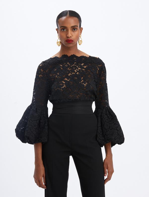 Image of Lace Boatneck Blouse