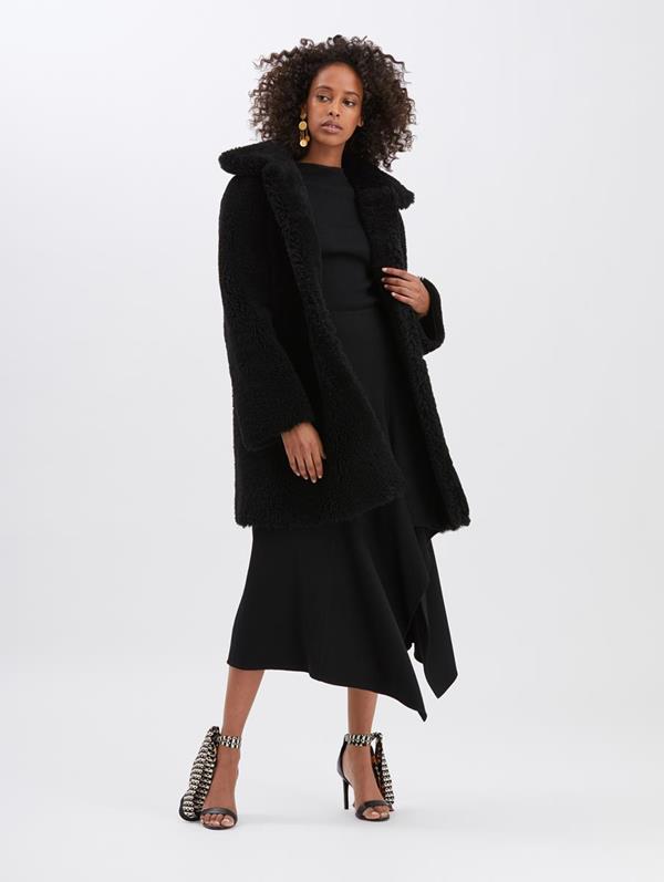 Image of Shearling Swing Coat with Collar