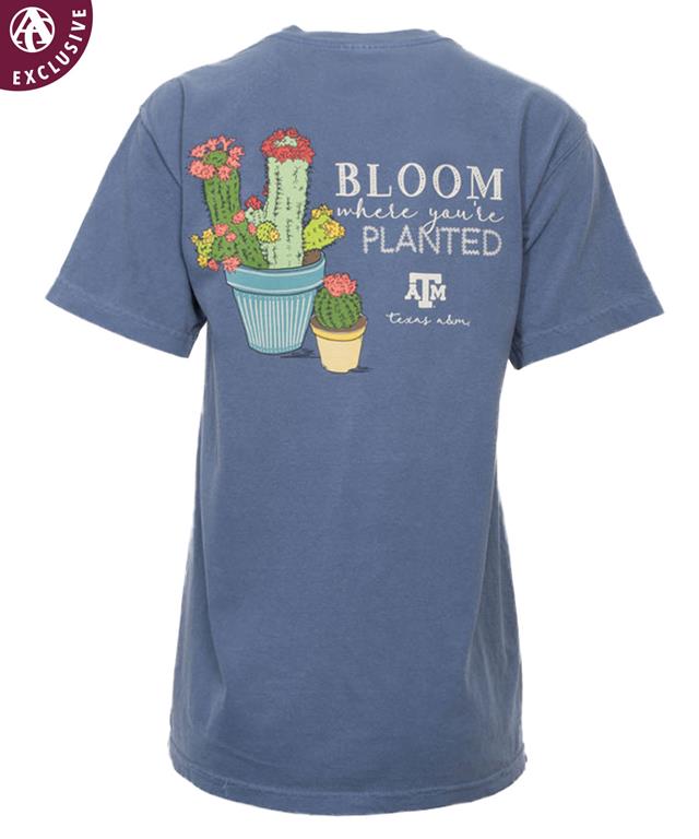 Texas A M Bloom Planted Cactus T Shirt Blue Jean Aggieland