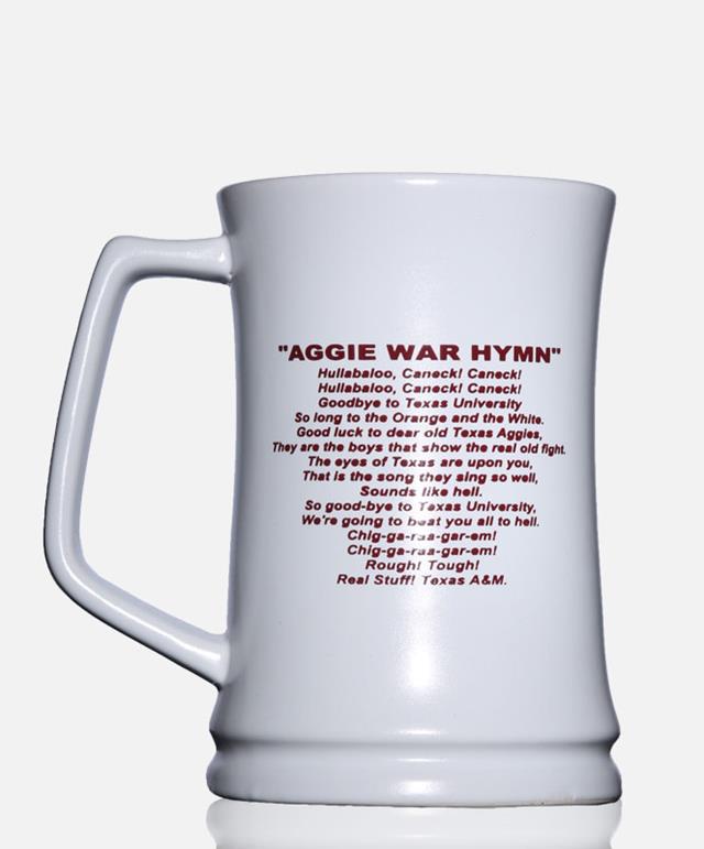 Texas A M War Hymn Fight Song Stein White Aggieland Outfitters