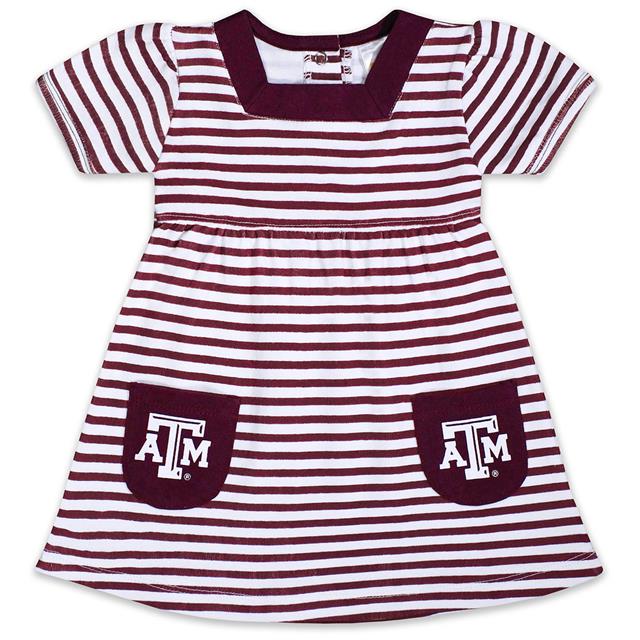 Texas A M Infant Toddler Striped Pocket Dress Maroon White