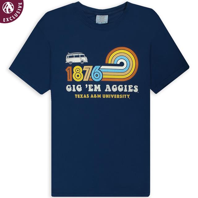 Texas A M Five Stripe 1876 T Shirt C1717 Navy Aggieland Outfitters