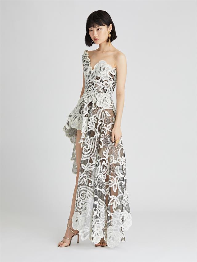 Lace Embroidered Tulle Cocktail Dress