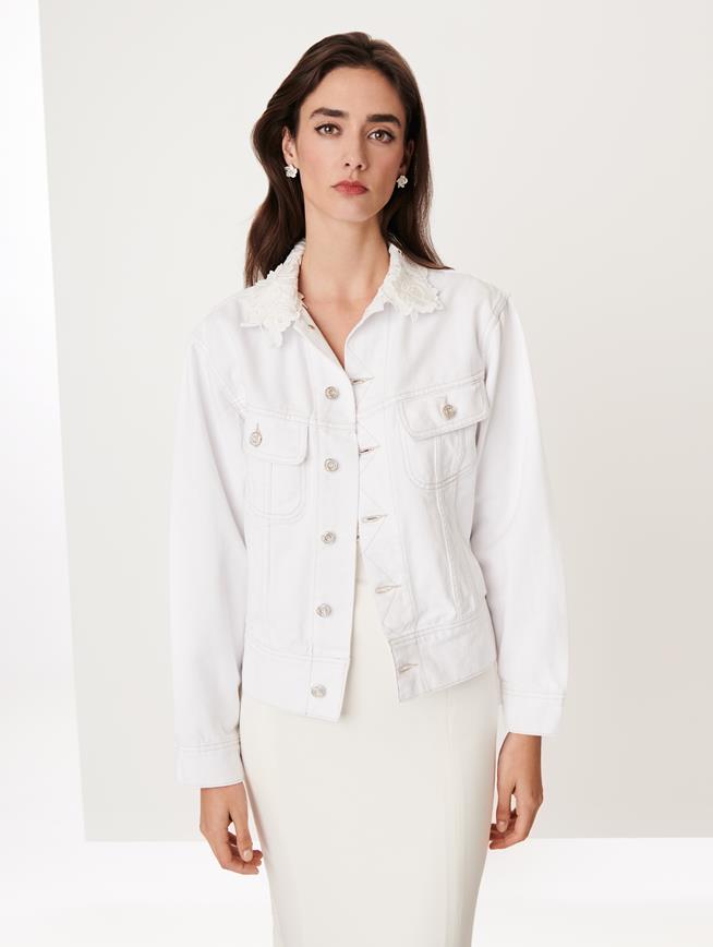Embroidered Denim Lucy Jacket Ivory