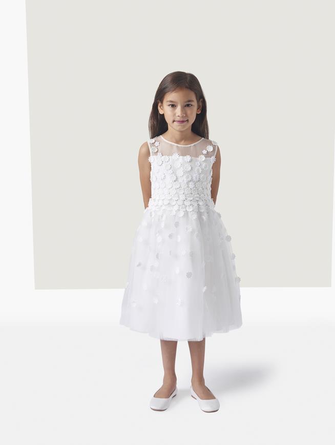 ELYSE FLORAL DÉGRADÉ ORGANZA AND TULLE DRESS White