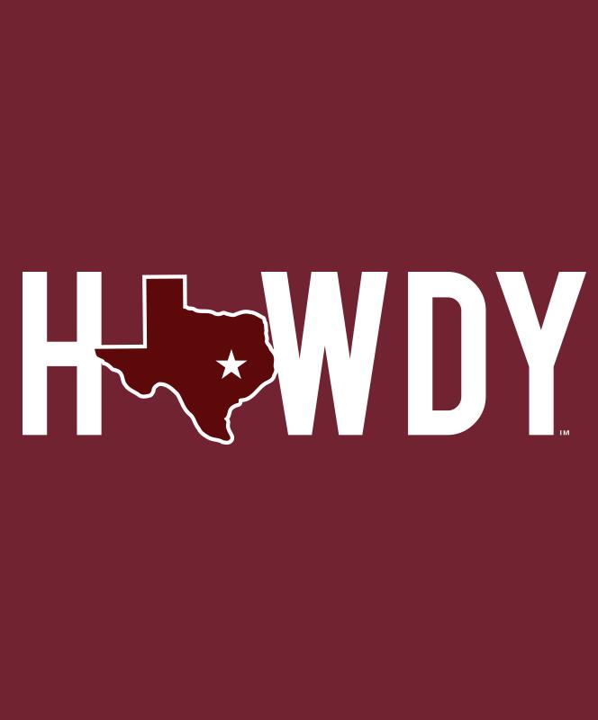 Howdy Texas Car Decal Maroon White Aggieland Outfitters
