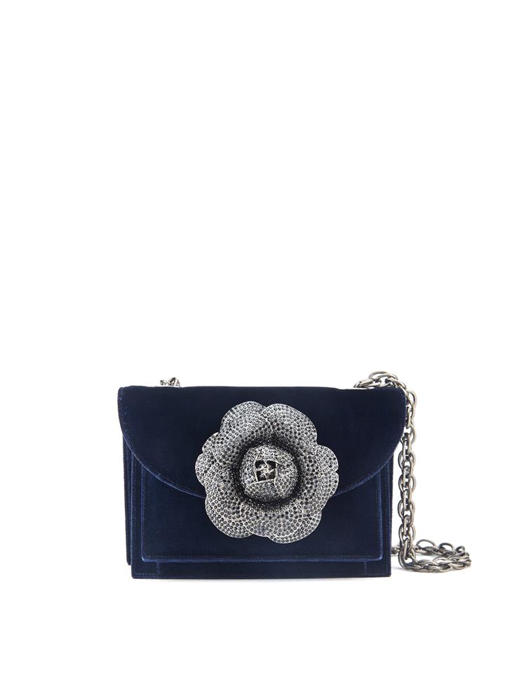 navy velvet handbag