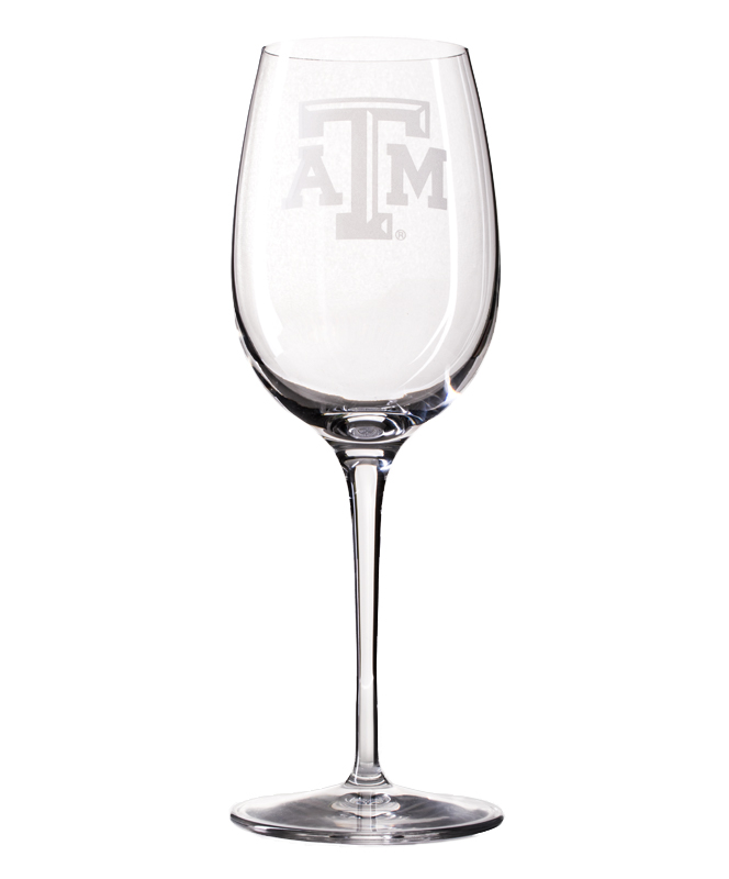 texas a&m campus crystal 12oz white wine glass